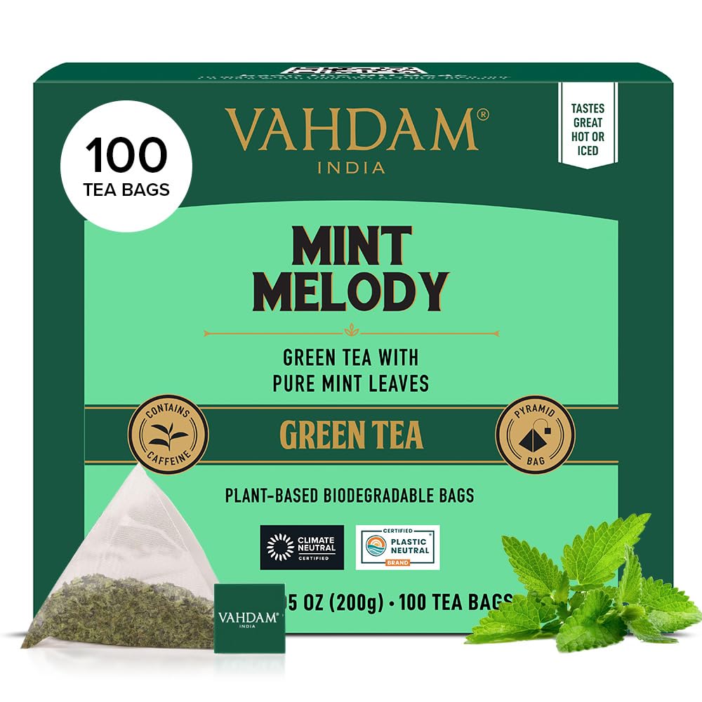 VAHDAM, Organic Turmeric Ginger Herbal Tea Bags (100 Pyramid Tea Bags) Caffeine Free, Non GMO, Gluten Free | 100% Pure Herbal Blend - Savory & Spicy | Plant-Based Tea Bags | Resealable Ziplock Pouch