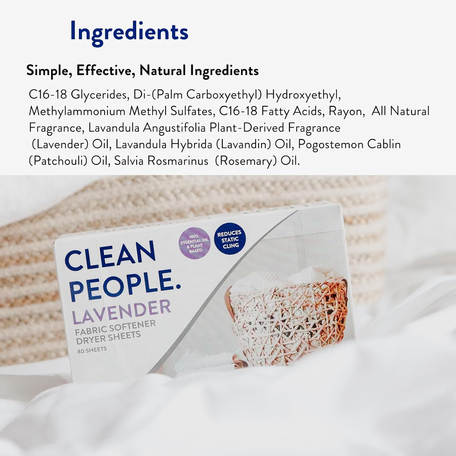 The Clean People Fabric Softener Sheets - Dryer Sheets - Softens & Removes Static Cling - Vegan Laundry Softener With Essential Oils - Fresh Scent, 120 Pack