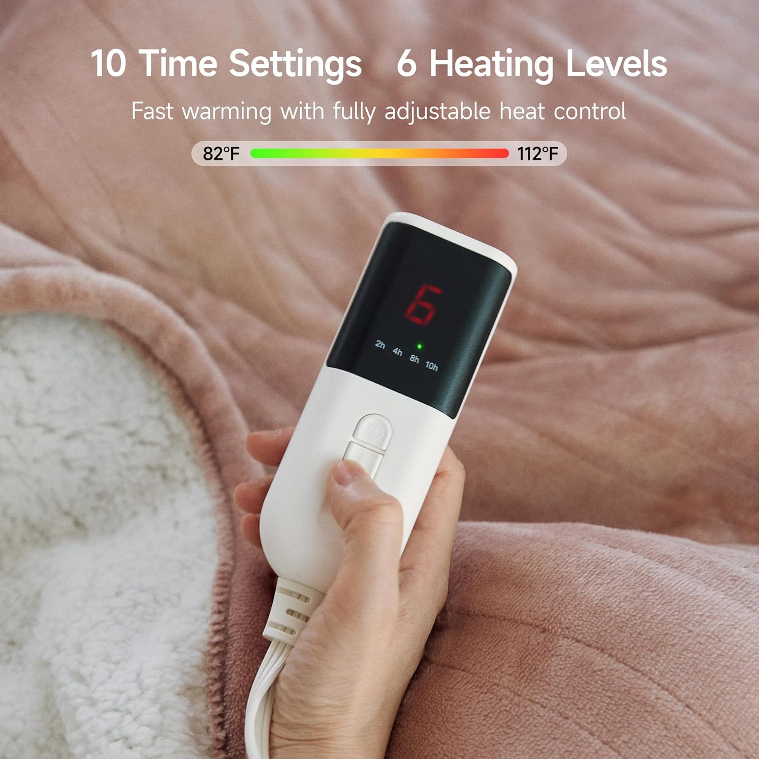 GOTCOZY Heated Blanket Electric Throw 50''X60''- Soft Silky Plush Electric Blanket with 4 Heating Level & 3 Hour Auto Off Heating Blanket, ETL Certified Machine Washable (Rose Dust)