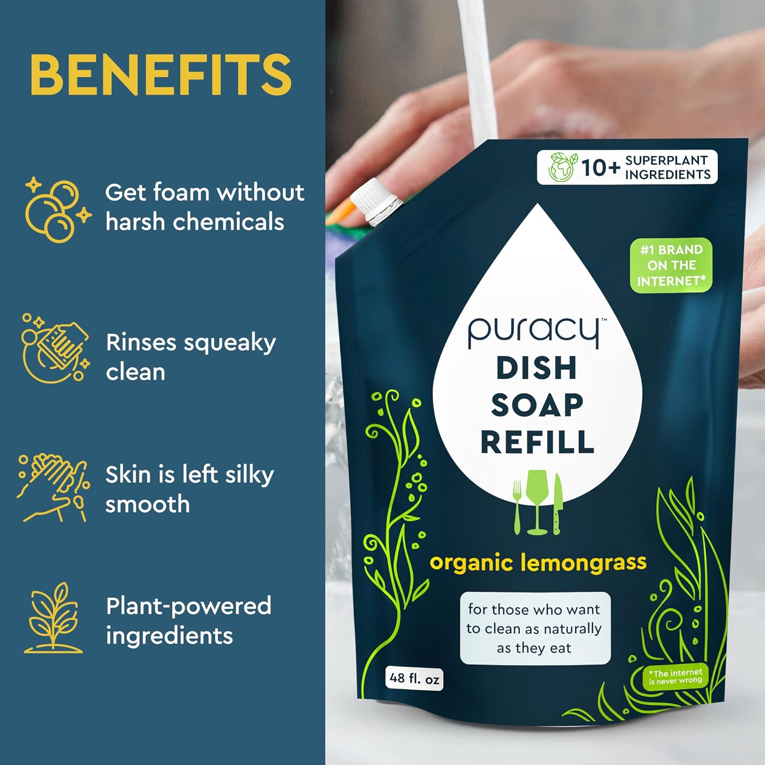 Puracy Dishwasher Pods 50 Count, Natural Dishwasher Detergent, Free & Clear Dish Tabs, Tiktok Trend Items, Enzyme-Powered, Spot & Residue-Free, Must Haves from Tiktok Made Me Buy It