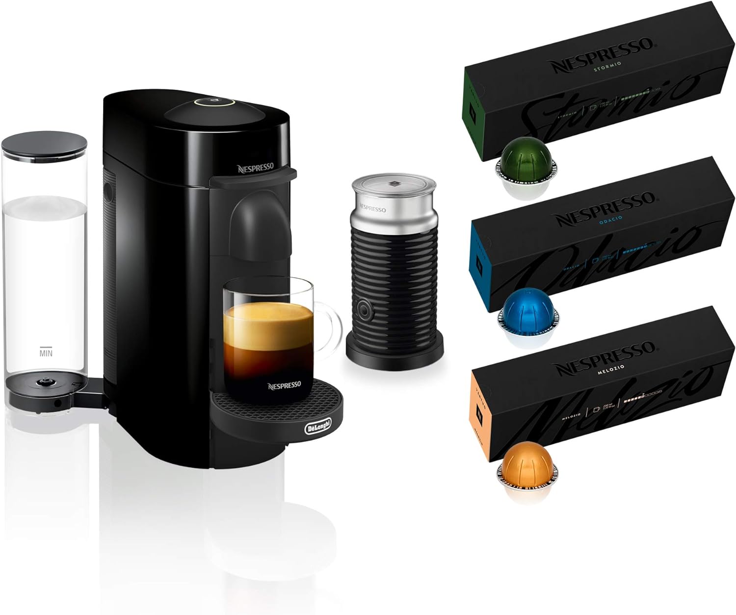 Nespresso Vertuo Plus Deluxe Coffee and Espresso Maker by De'Longhi, Matte Black