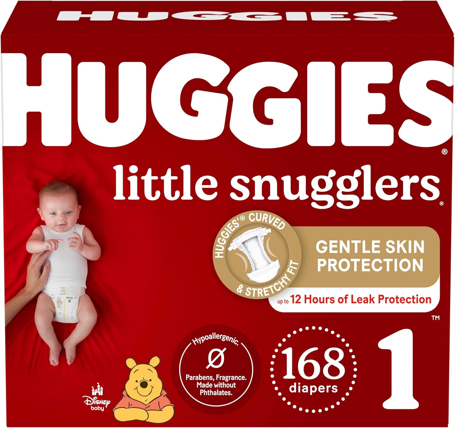 Huggies Size 1 Diapers, Little Snugglers Diapers, Size 1 (8-14 lbs), 198 Ct (6 packs of 33)