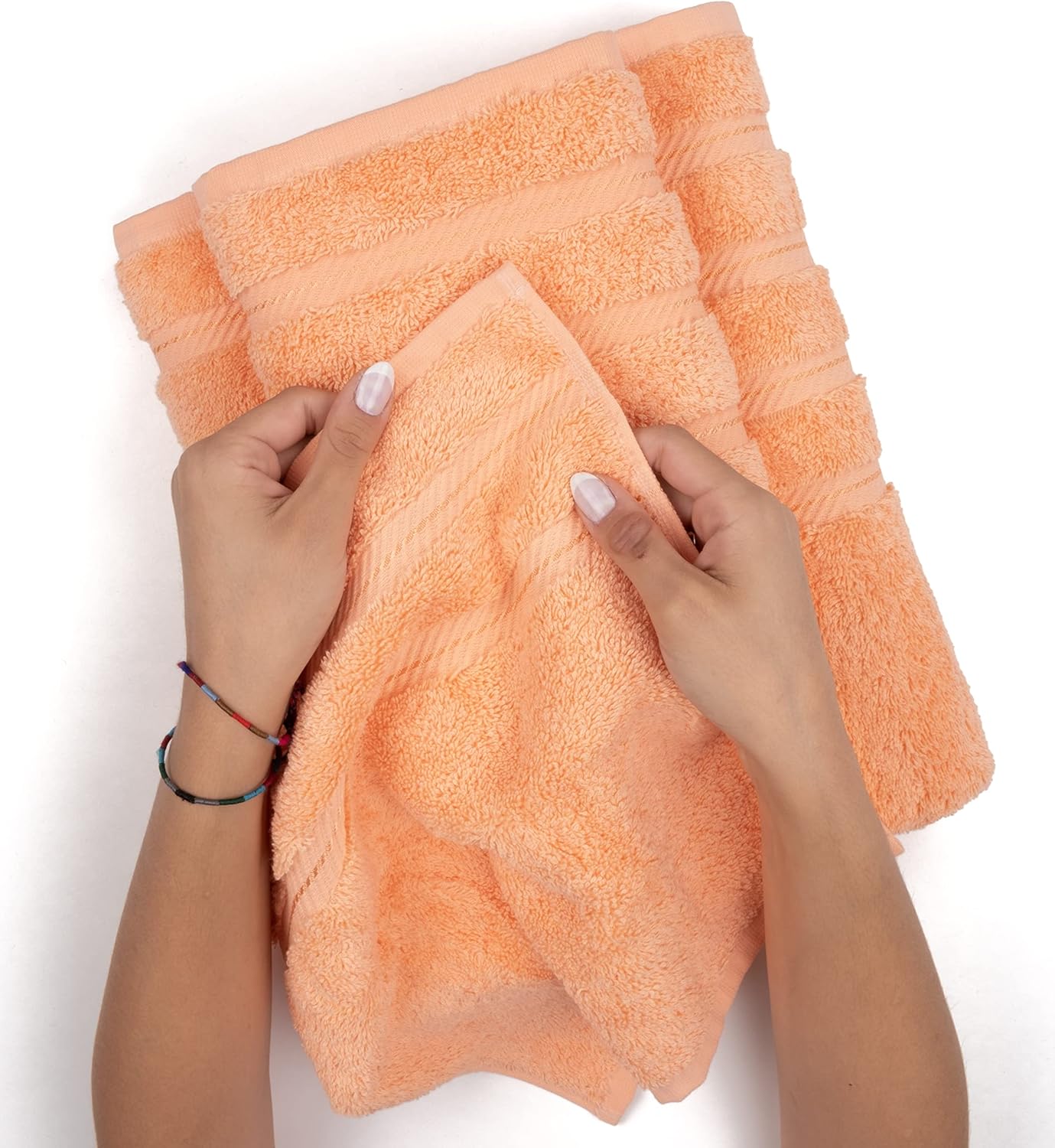 American Soft Linen Luxury 6 Piece Towel Set, 2 Bath Towels 2 Hand Towels 2 Washcloths, 100% Cotton Turkish Towels for Bathroom, Light Grey Towel Sets