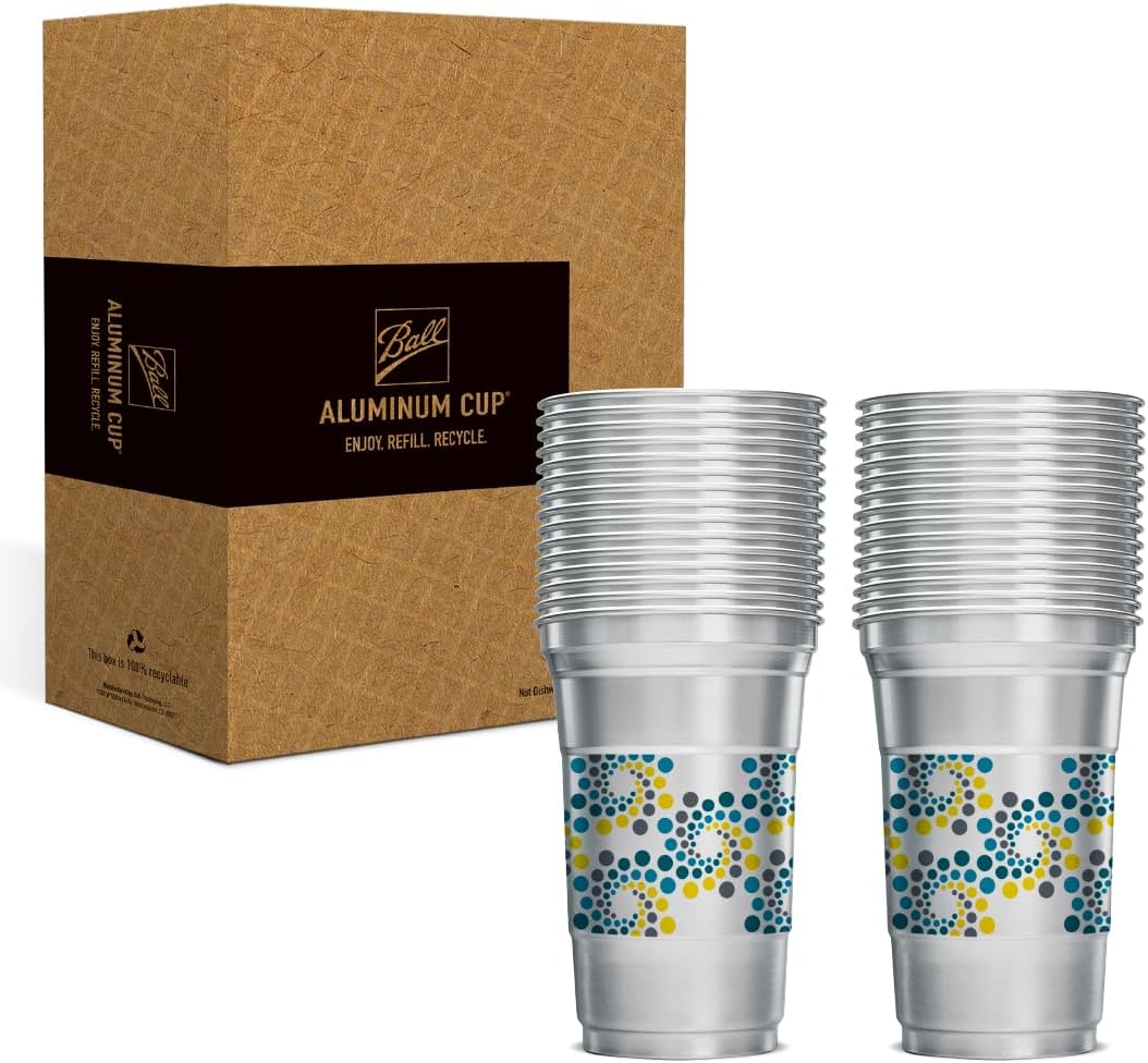 Ball Aluminum Cup Recyclable Party Cups, 20 oz. Cup, 30 Cups Per Pack