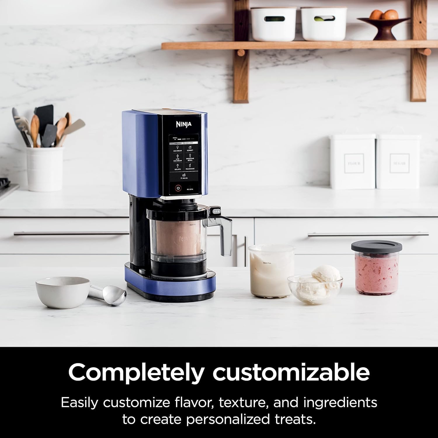 SharkNinja NC301 CREAMi 7-In-1 Ice Cream Maker with 7 Custom Frozen Treat Modes and Easy 3-Step Treat Preparation (Cloud Silver, Renewed)