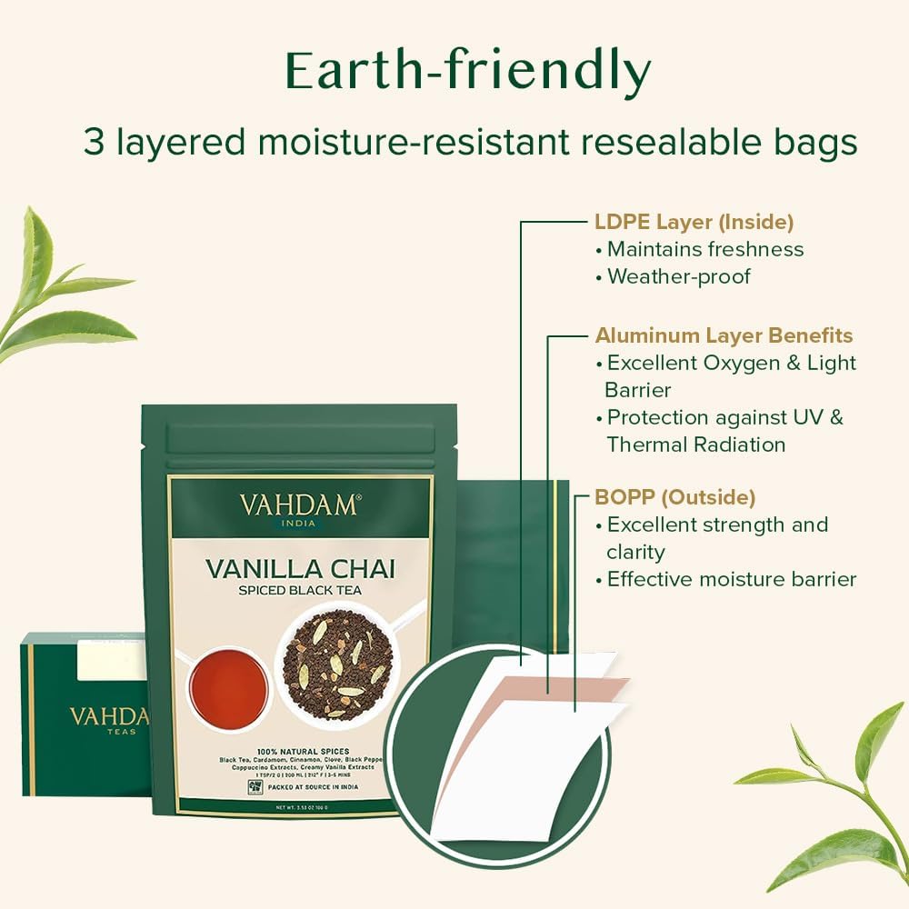 VAHDAM, Organic Turmeric Ginger Herbal Tea Bags (100 Pyramid Tea Bags) Caffeine Free, Non GMO, Gluten Free | 100% Pure Herbal Blend - Savory & Spicy | Plant-Based Tea Bags | Resealable Ziplock Pouch