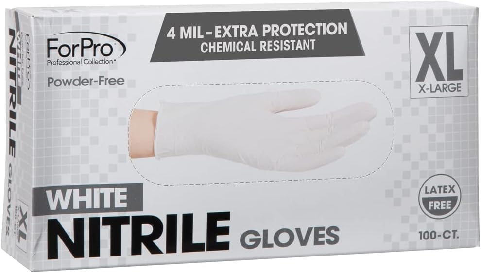 ForPro Professional Collection Disposable Nitrile Gloves, Chemical Resistant, Powder-Free, Latex-Free, Non-Sterile, Food Safe, 4 Mil, Black, Large, 100-Count