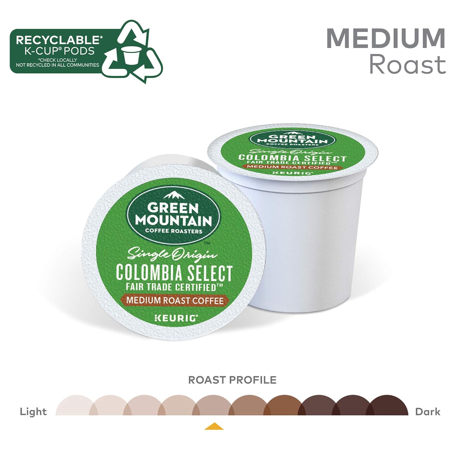 Green Mountain Coffee Roasters Half Caff Keurig Single-Serve K-Cup pods, Medium Roast Coffee, 72 Count (6 Packs of 12)