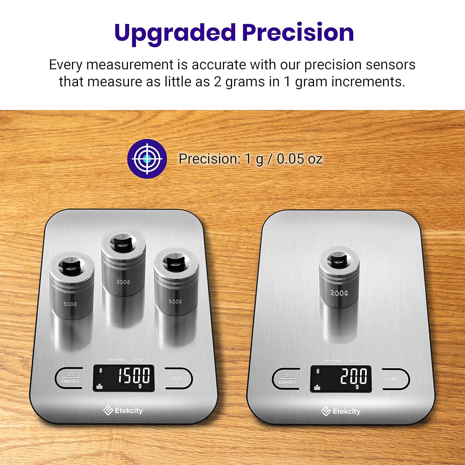 Etekcity Food Kitchen Scale, Digital Grams and Ounces for Weight Loss, Baking, Cooking, Keto and Meal Prep, LCD Display, Medium, 304 Stainless Steel