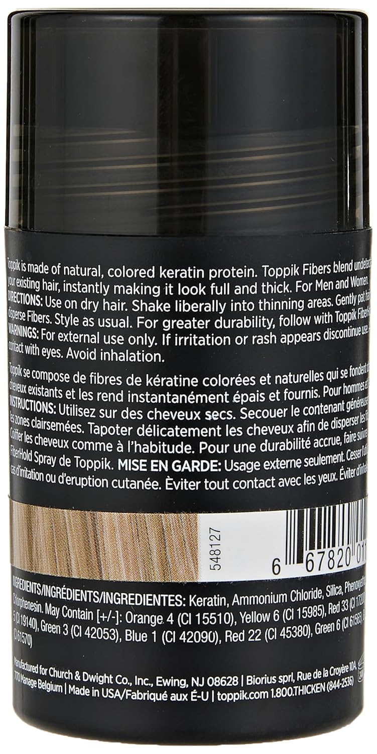 Toppik Hair Building Fibers, 12g Fill In Fine or Thinning Hair Instantly Thicker, Fuller Looking Hair 9 Shades for Men & Women