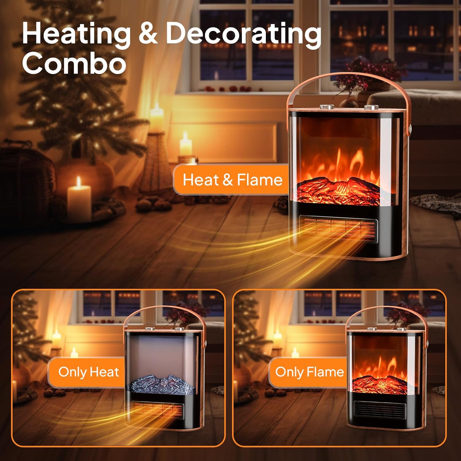 ROVSUN 1500W Electric Fireplace Stove, 22.4