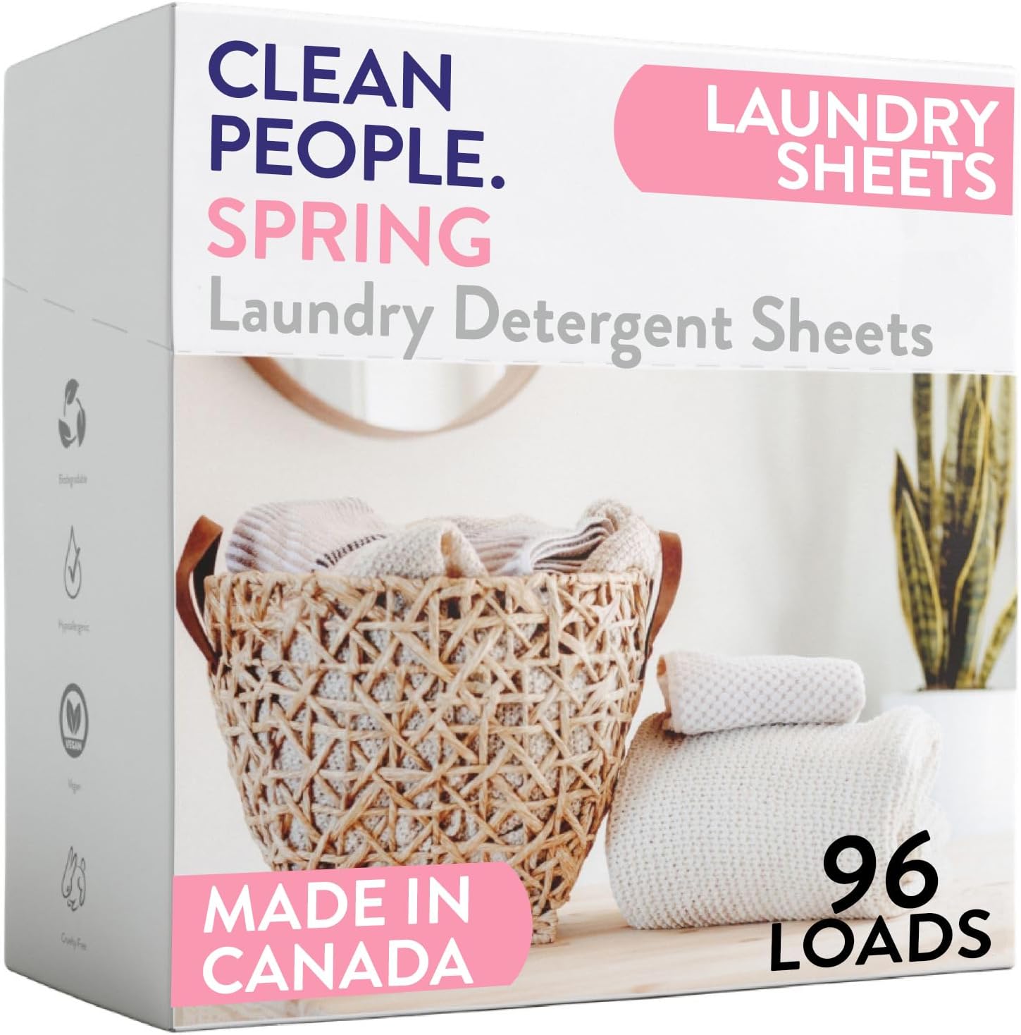 The Clean People Laundry Detergent Sheets - Hypoallergenic Laundry Soap - Ultra Concentrated, Recyclable Packaging, Stain Fighting - Fresh Scent, 32 Pack