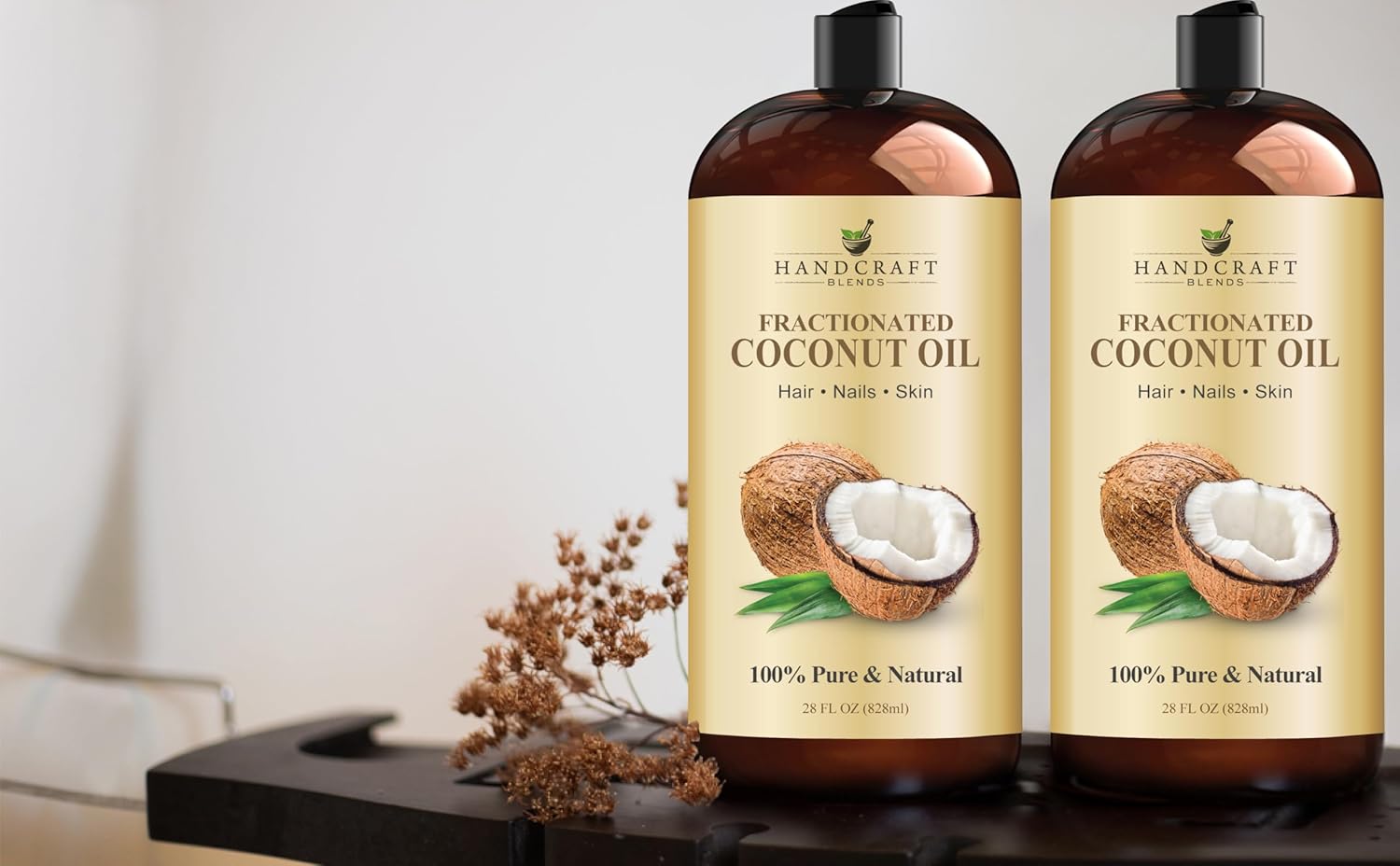 Handcraft Blends Fractionated Coconut Oil - 16 Fl Oz - 100% Pure and Natural - Premium Grade Oil for Skin and Hair - Carrier Oil - Hair and Body Oil - Massage Oil - Hair Tonic