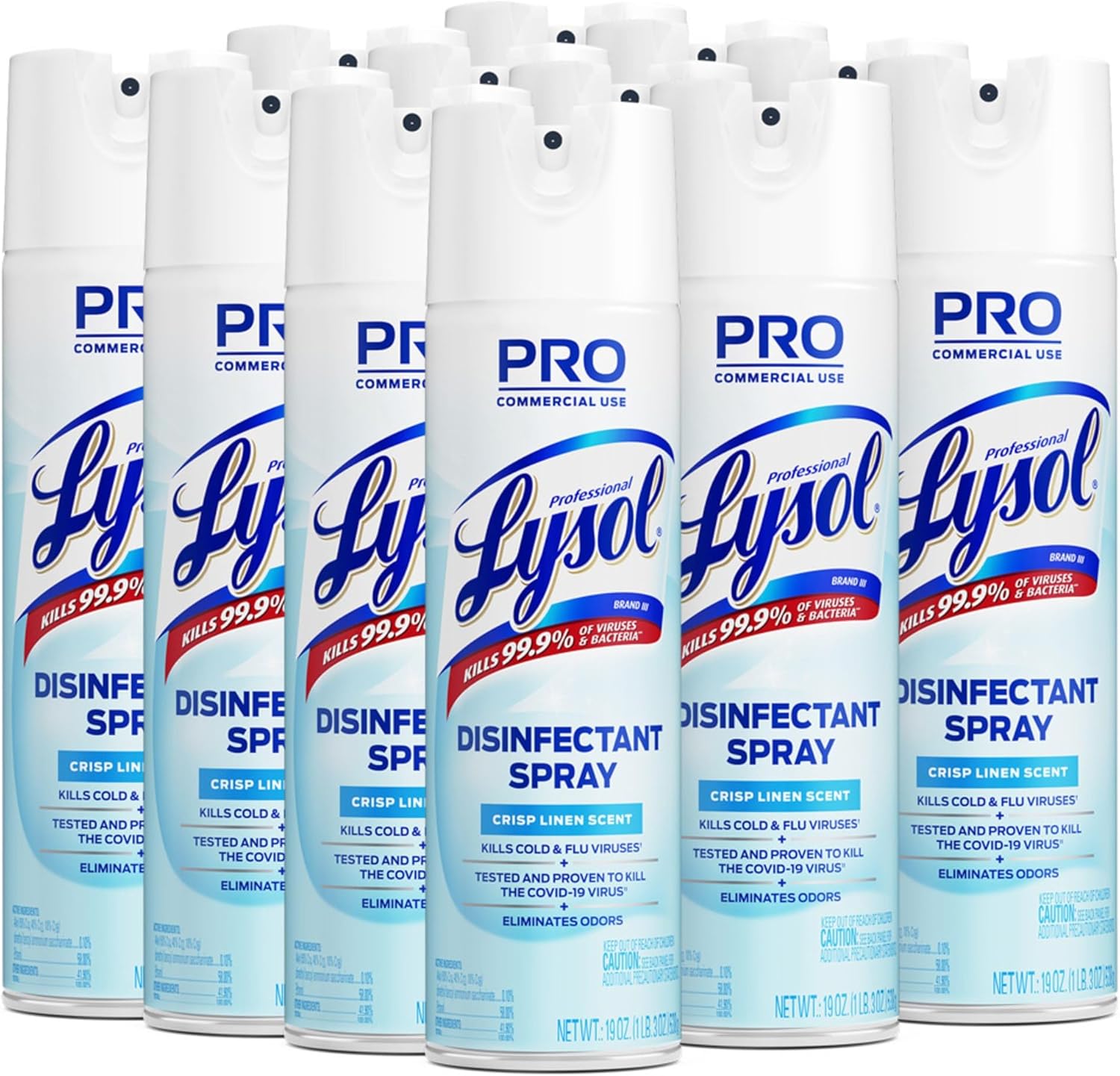 Professional Lysol Disinfectant Spray, Crisp Linen, 228oz (12X19oz)