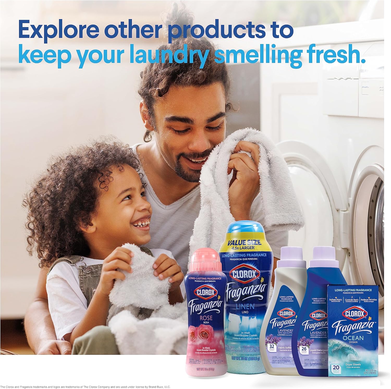 Clorox Fraganzia In-Wash Scent Booster Crystals in Ocean Scent, 18 Oz Twin Pack | Laundry Scent Booster Crystals | In-wash Scent Booster for Fresh Laundry in Ocean Scent 18 Ounce Twin Pack, 36oz