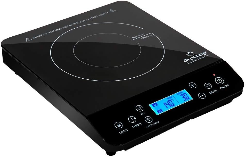Duxtop Portable Induction Cooktop, Countertop Burner Induction Hot Plate with LCD Sensor Touch 1800 Watts, Silver 9600LS/BT-200DZ