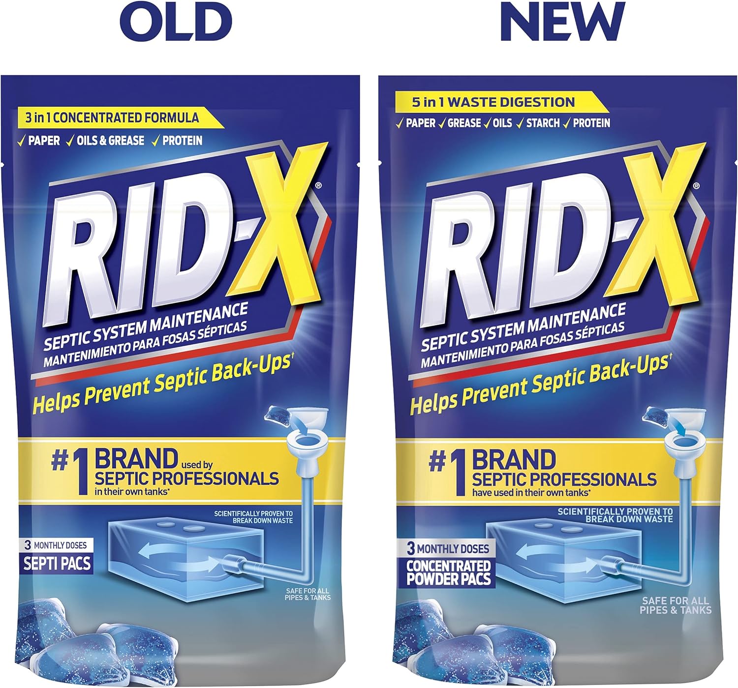 Rid-X Septic System Treatment, Septic Tank Treatment, 3-Monthly Supply Dual Action Septi-Pacs - 3.2 oz