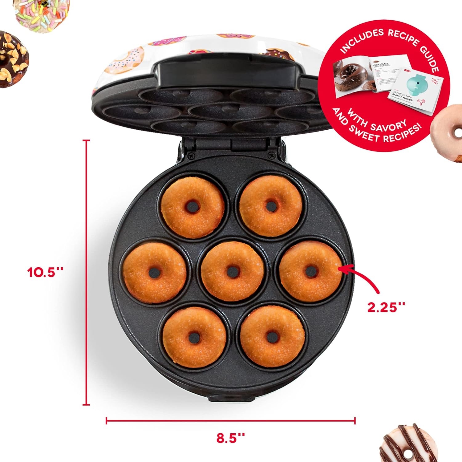 DASH Mini Donut Maker Machine for Kid-Friendly Breakfast, Snacks, Desserts & More with Non-stick Surface, Makes 7 Doughnuts - Aqua