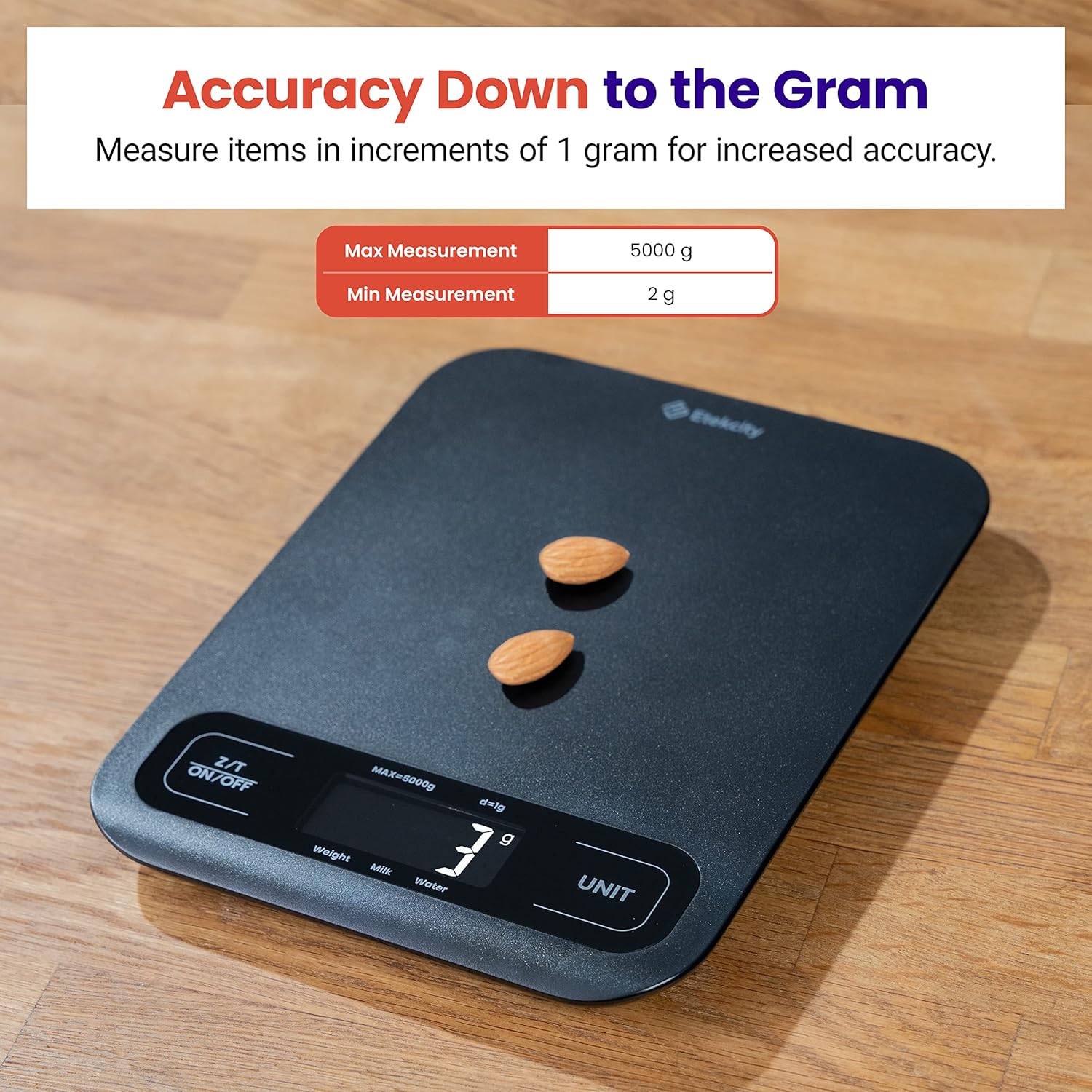 Etekcity Food Kitchen Scale, Digital Grams and Ounces for Weight Loss, Baking, Cooking, Keto and Meal Prep, LCD Display, Medium, 304 Stainless Steel