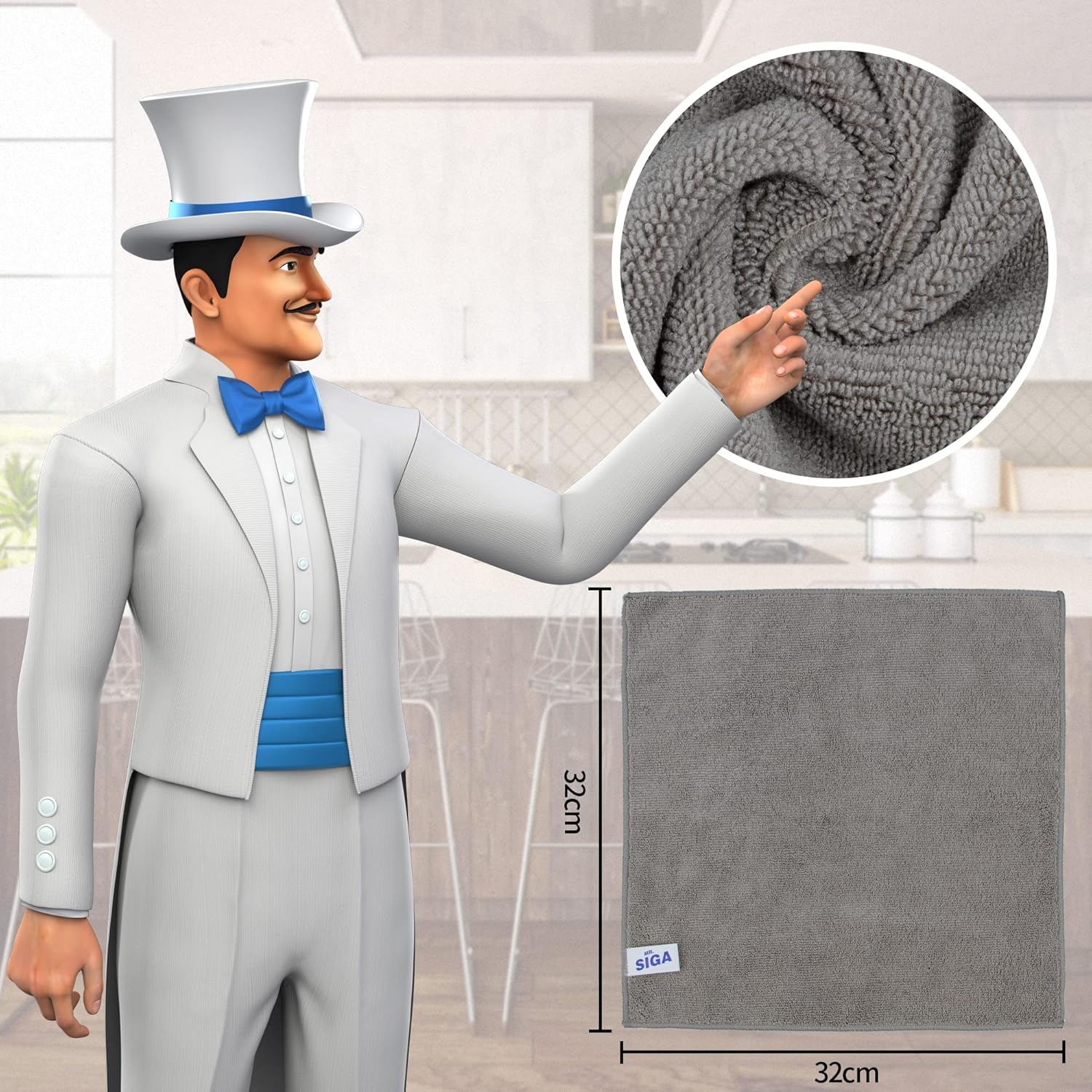 MR.SIGA Microfiber Cleaning Cloth,Pack of 12,Size:12.6