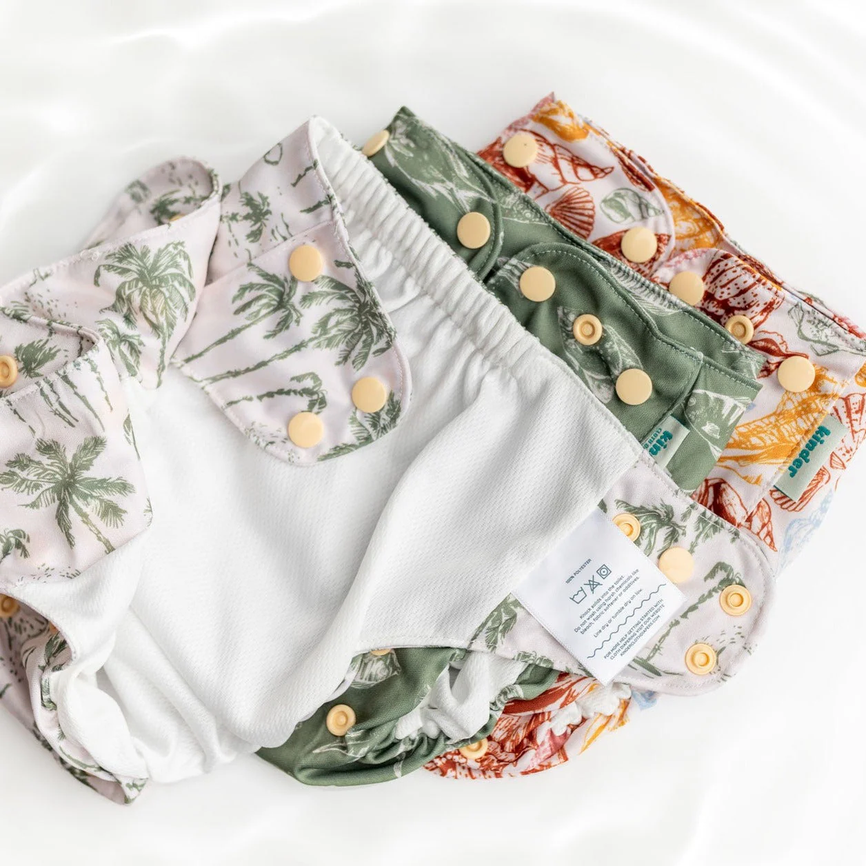 Kinder Cloth Diaper Co. Set of 3 Reusable Swim Diapers with Athletic Wicking Jersey (7-60lbs)