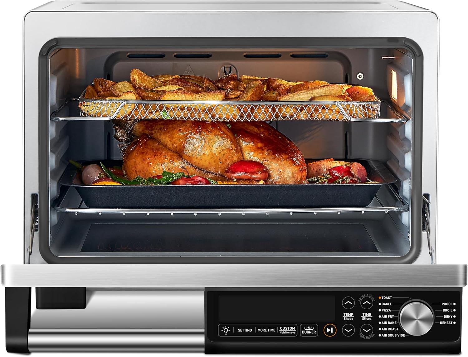 COSORI Smart 11-in-1 Air Fryer Toaster Oven Combo, Airfryer Convection Oven Countertop, Bake, Roast, Reheat, Broil, Dehydrate, 94 Recipes & 3 Accessories, 26QT, Silver, Stainless Steel