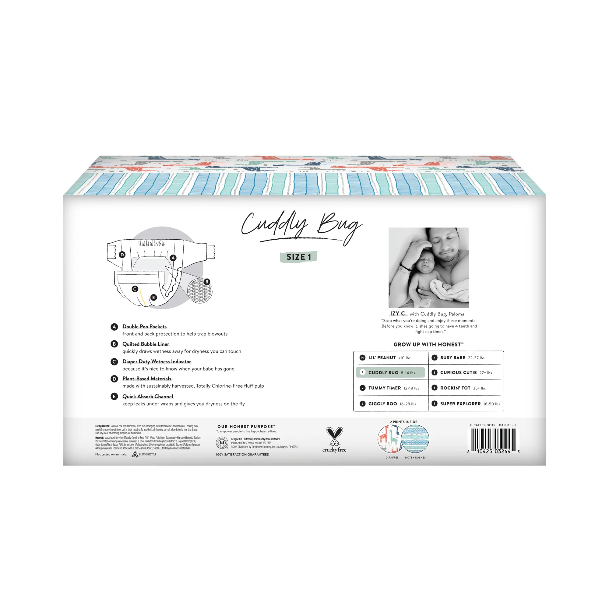 The Honest Company Club Box Size 1 80Ct Giraffes Dots & Dashes