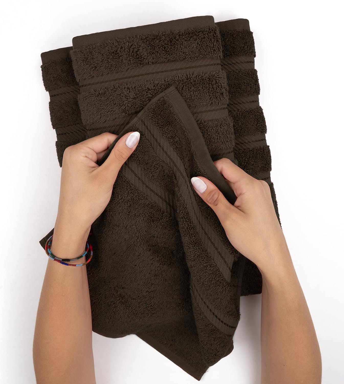 American Soft Linen Luxury 6 Piece Towel Set, 2 Bath Towels 2 Hand Towels 2 Washcloths, 100% Cotton Turkish Towels for Bathroom, Light Grey Towel Sets