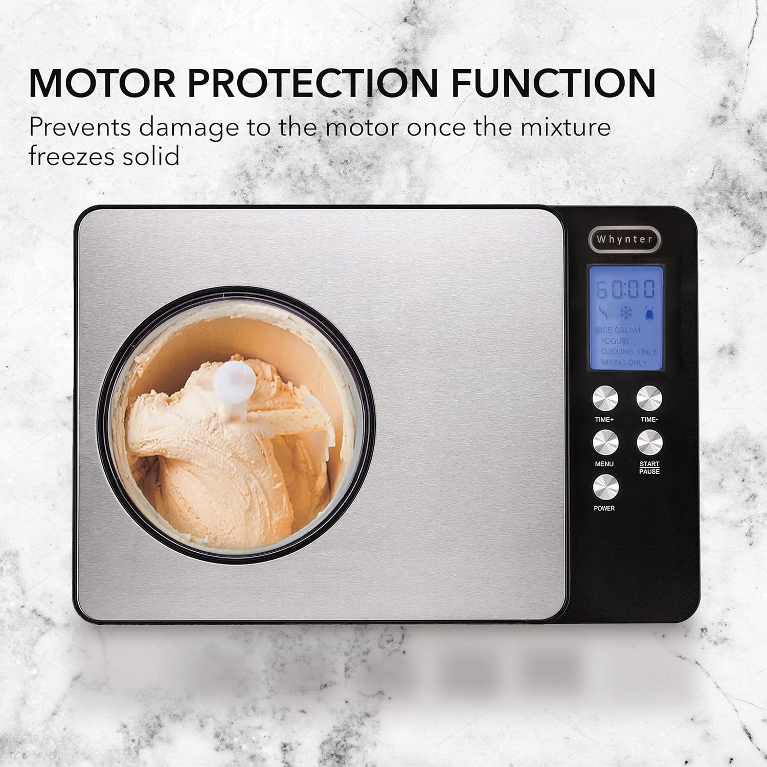 Whynter Ice Cream Maker Machine Automatic 2.1 Qt with Built-in Compressor, LCD Digital Display & Timer, No Pre-Freezing, ICM-200LS, Stainless Steel