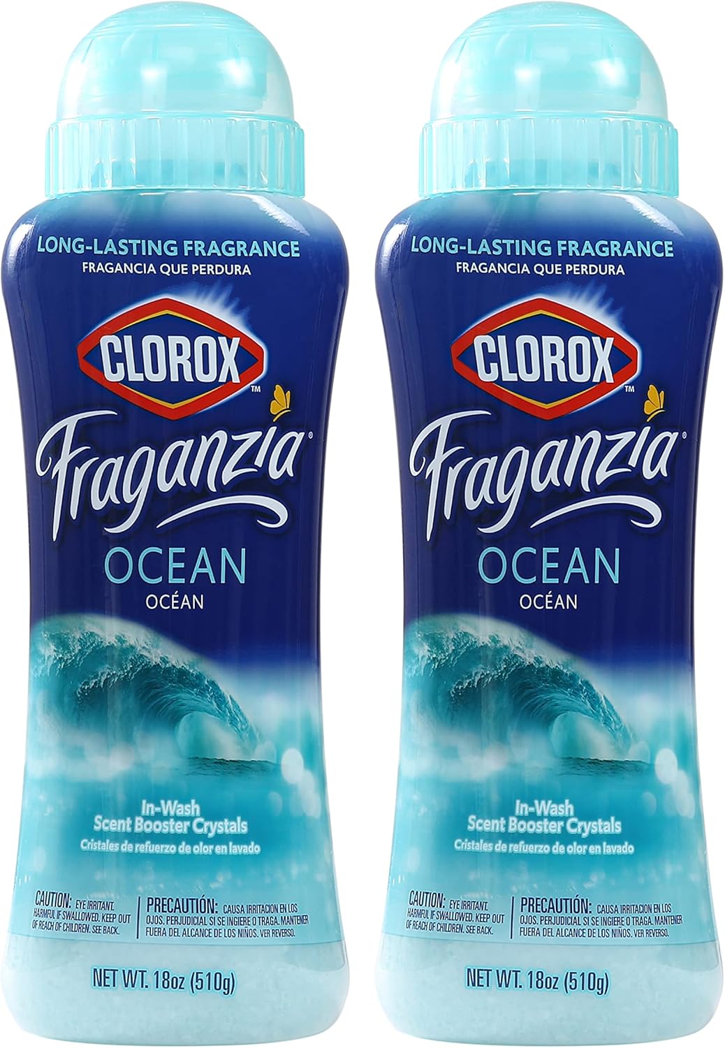 Clorox Fraganzia In-Wash Scent Booster Crystals in Ocean Scent, 18 Oz Twin Pack | Laundry Scent Booster Crystals | In-wash Scent Booster for Fresh Laundry in Ocean Scent 18 Ounce Twin Pack, 36oz
