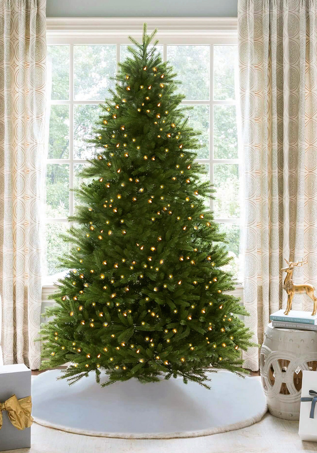 7.5' King Fraser Fir Quick-Shape Artificial Christmas Tree with 1000 Warm White & Multi-Color LED Lights