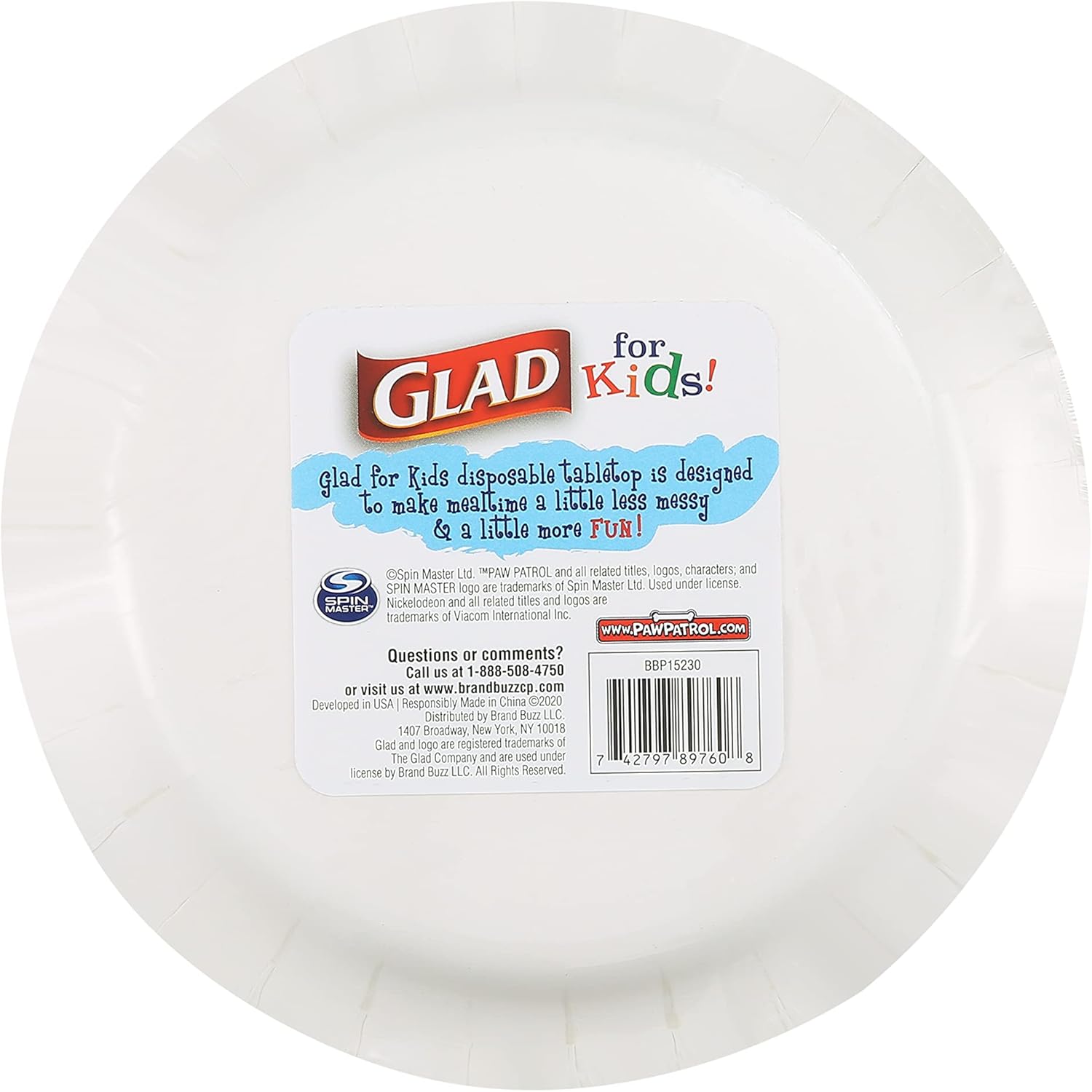 Glad for Kids Paw Patrol Paper Plates - Disposable Heavy Duty Paper Plates - Microwave Safe Kids Paw Patrol Birthday Party Cake Plates - Paw Patrol Plates for All Occasions - 20 Count, 8.5 Inch