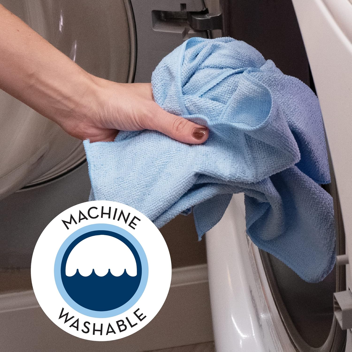 S&T INC. 150 Pack Microfiber Cleaning Cloth, Bulk Microfiber Towel for Home, Reusable Microfiber Towels for Cars, Light Blue, 11.5 in. x 11.5 in., 150 Count