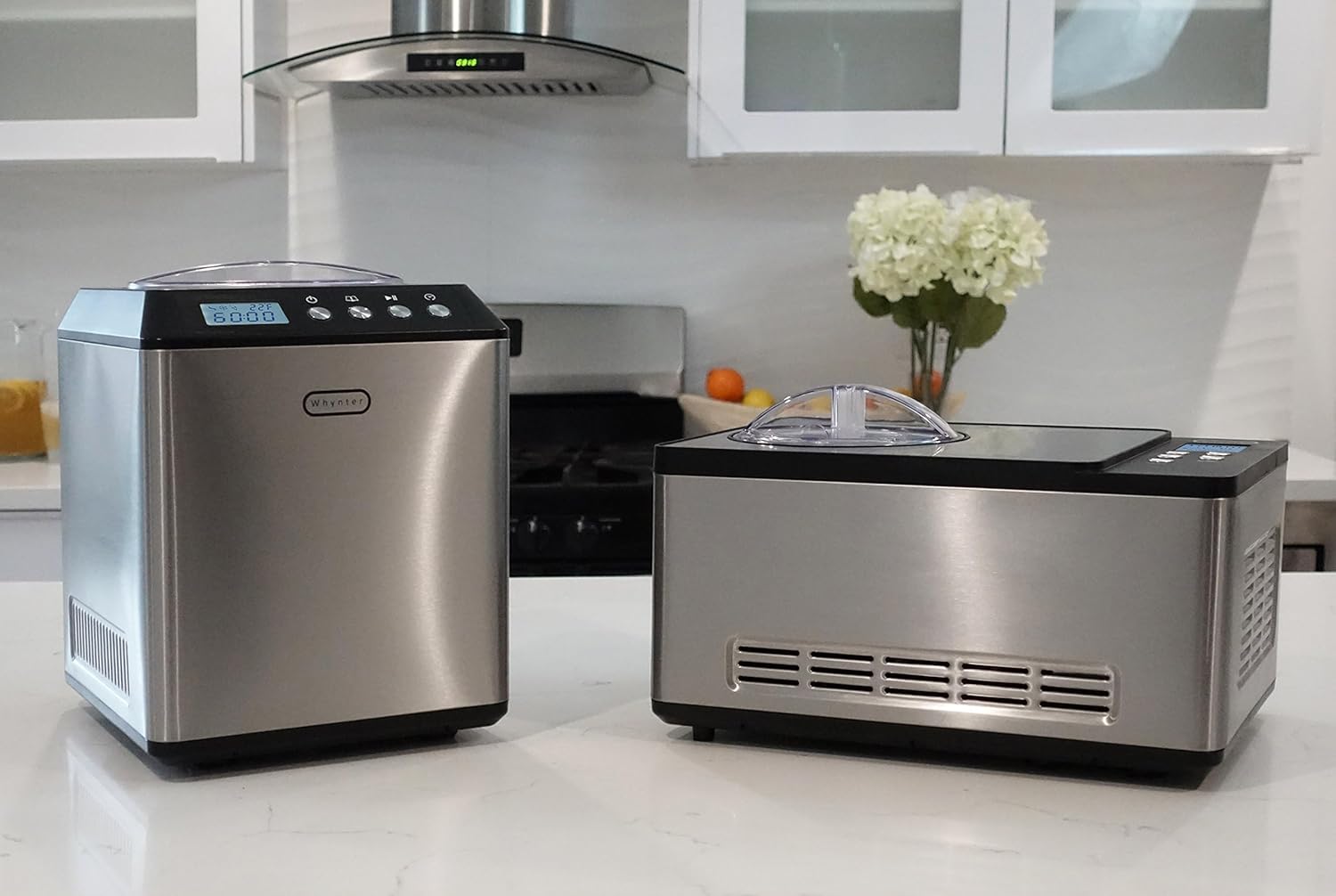 Whynter Ice Cream Maker Machine Automatic 2.1 Qt. upright with Built-in Compressor, LCD Digital Display & Timer, No Pre-Freezing, ICM-201SB, Stainless Steel