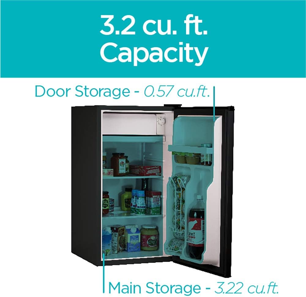 BLACK+DECKER BCRK17B Compact Refrigerator Energy Star Single Door Mini Fridge with Freezer, 1.7 Cubic Feet, Black