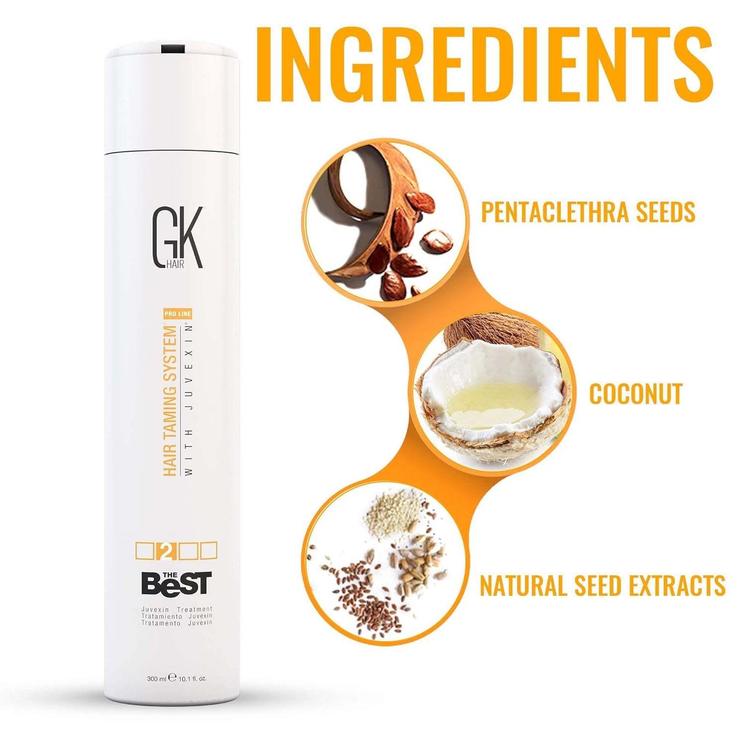 GK HAIR Global Keratin The Best (3.4 Fl Oz/100ml) Smoothing Keratin Hair Treatment - Professional Brazilian Complex Blowout Straightening For Silky Smooth & Frizz Free Hair