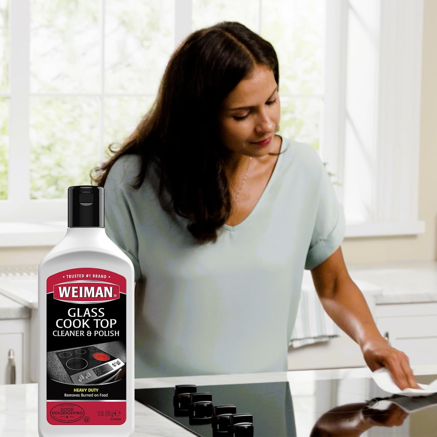 Weiman Cooktop and Stove Top Cleaner Kit - Glass Cook Top Cleaner and Polish 10 oz. Scrubbing Pad, Cleaning Tool, Razor, Scraper