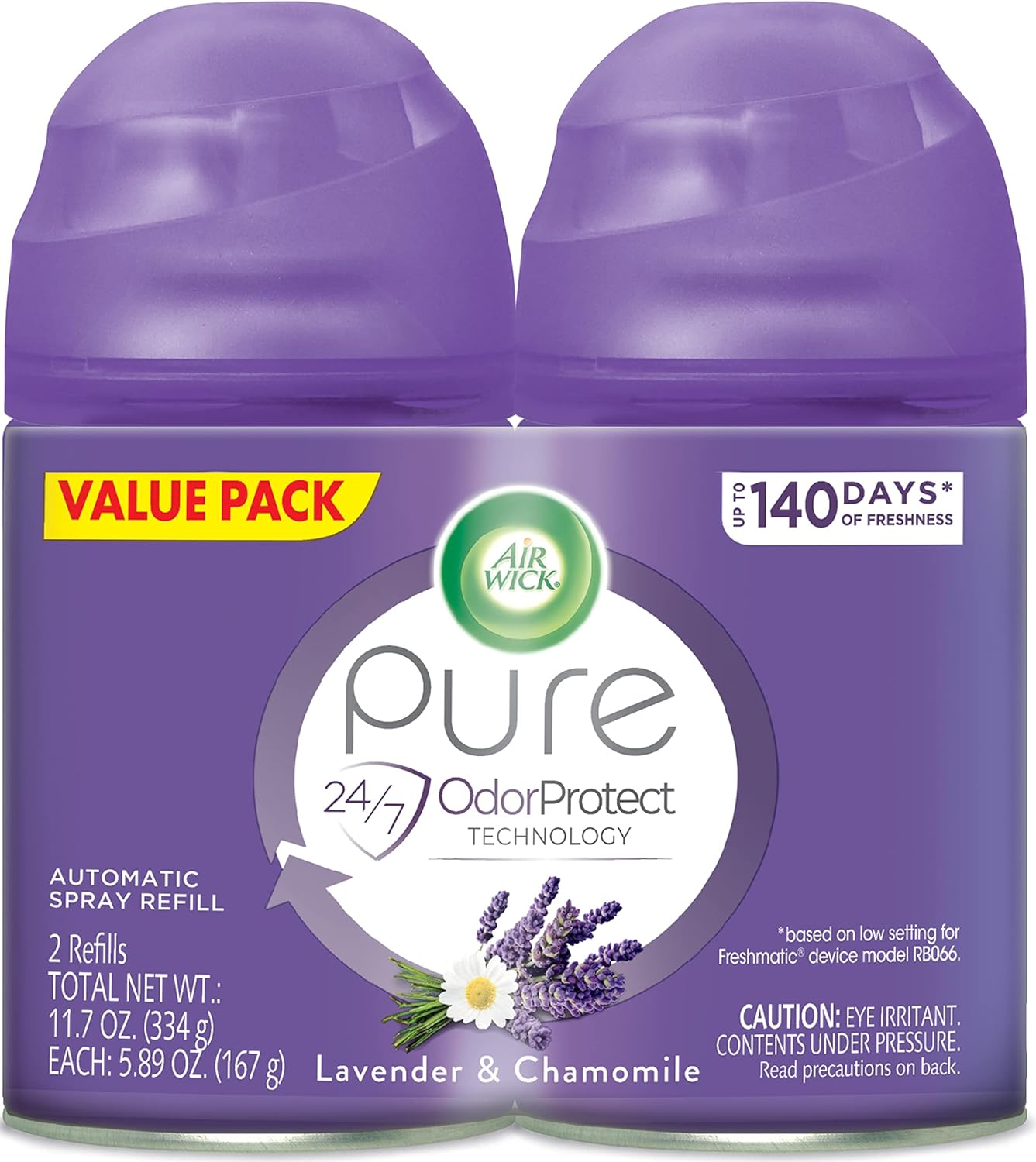 Air Wick Automatic Air Freshener Spray Refill, 2ct, Fresh Waters, Odor Neutralization, Essential Oils