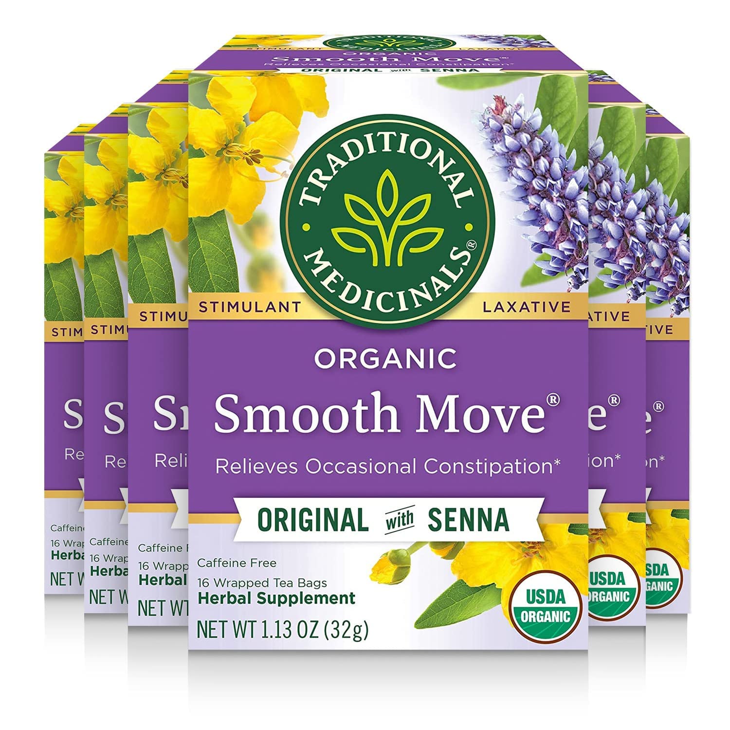 Traditional Medicinals Smooth Move, Helps Relieve Constipation Overnight, 16 Teabags