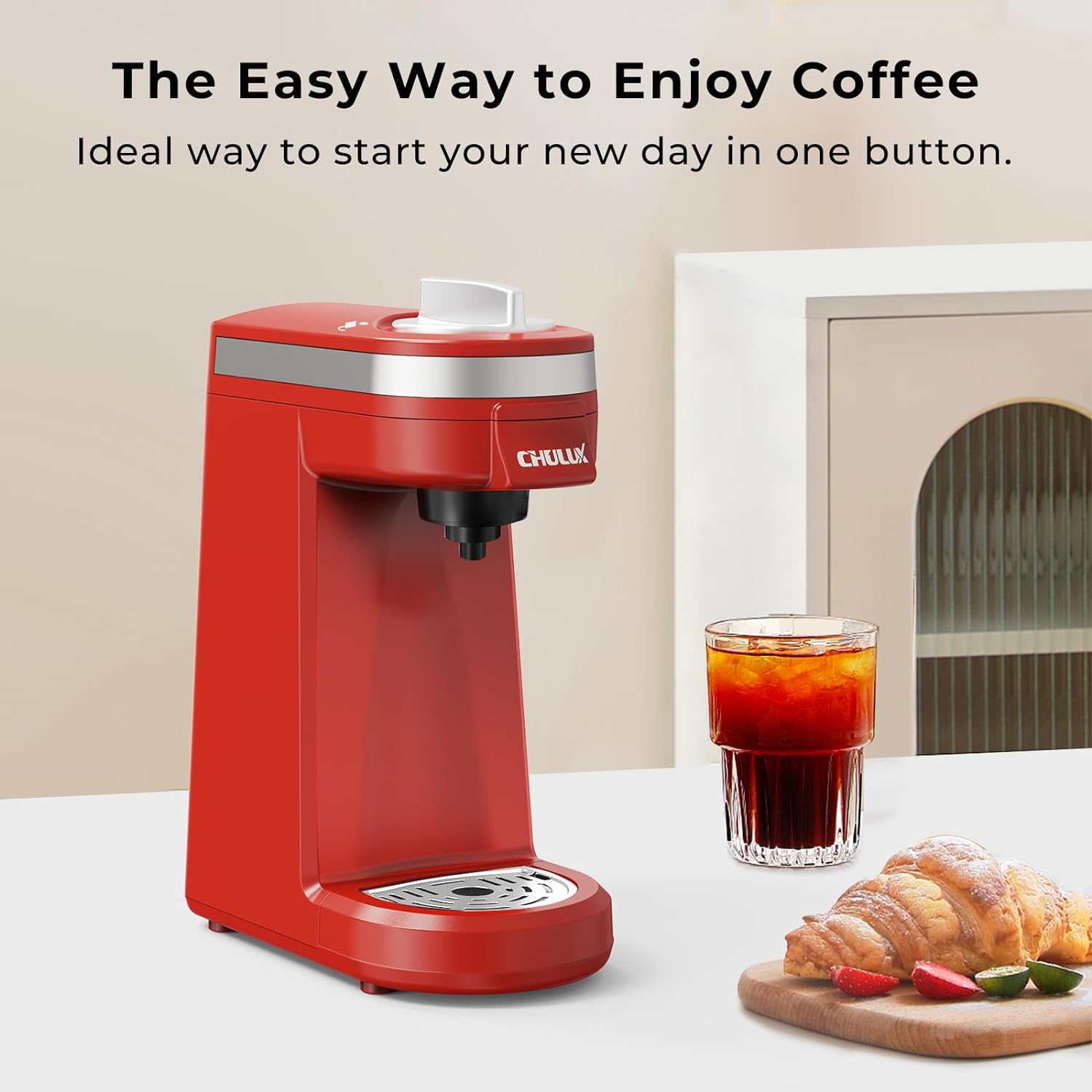 CHULUX Single Serve Coffee Maker for K Capsule and Ground Coffee, Single Cup Coffee Machine, Black