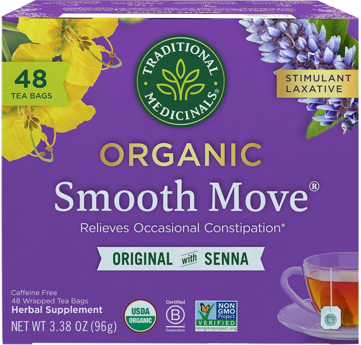 Traditional Medicinals Smooth Move, Helps Relieve Constipation Overnight, 16 Teabags