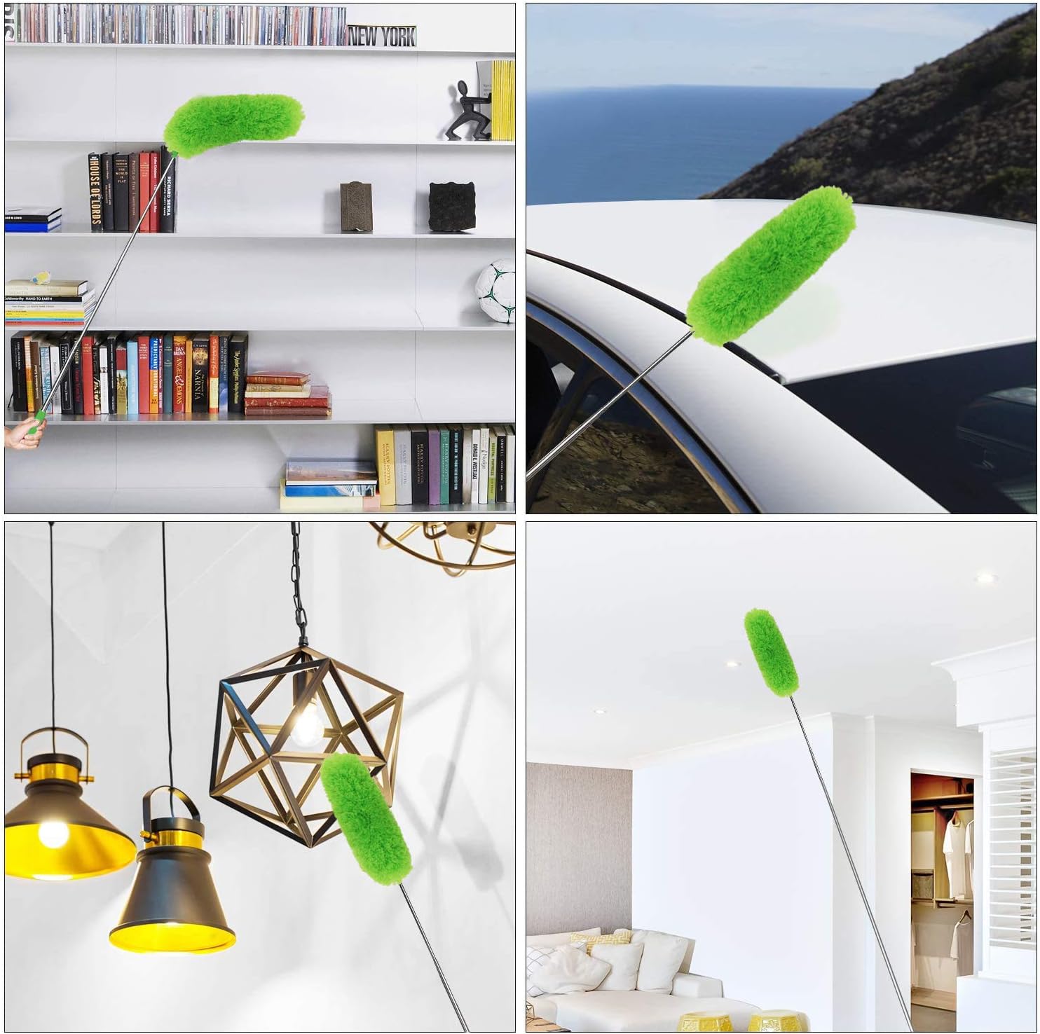 DELUX Microfiber Feather Duster Extendable Duster with 100 inches Extra Long Pole, Bendable Head & Long Handle Dusters for Cleaning Ceiling Fan, High Ceiling, Blinds, Furniture & Cars Gray