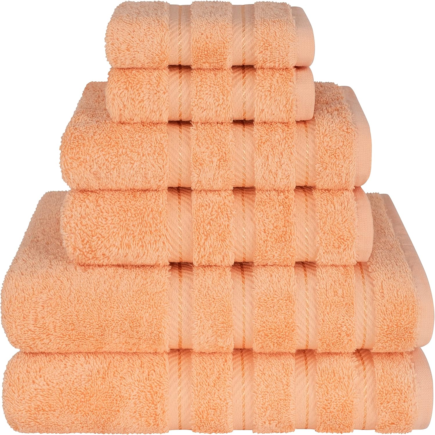 American Soft Linen Luxury 6 Piece Towel Set, 2 Bath Towels 2 Hand Towels 2 Washcloths, 100% Cotton Turkish Towels for Bathroom, Light Grey Towel Sets
