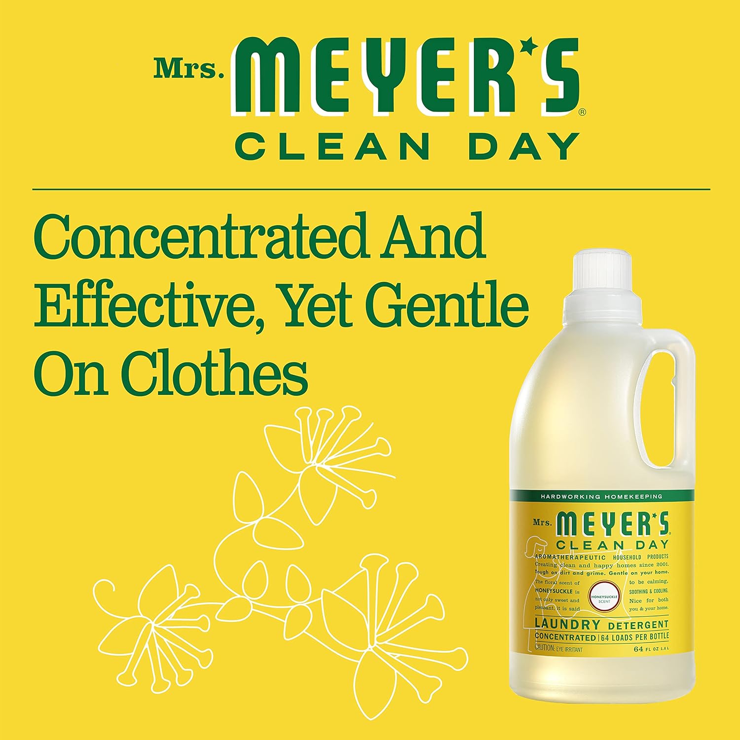 MRS. MEYER'S CLEAN DAY Liquid Laundry Detergent, Biodegradable Formula Infused with Essential Oils, Lavender, 64 oz (64 Loads)