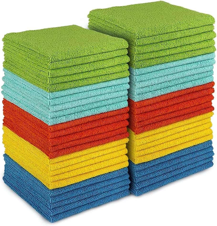 AIDEA Microfiber Cleaning Cloths-8PK, All-Purpose Cleaning Towels, Soft Absorbent Cleaning Rags Kitchen Towels, Lint-Free Dusting Cloth for House, Kitchen, Car, Window-(12in.x 12in.)