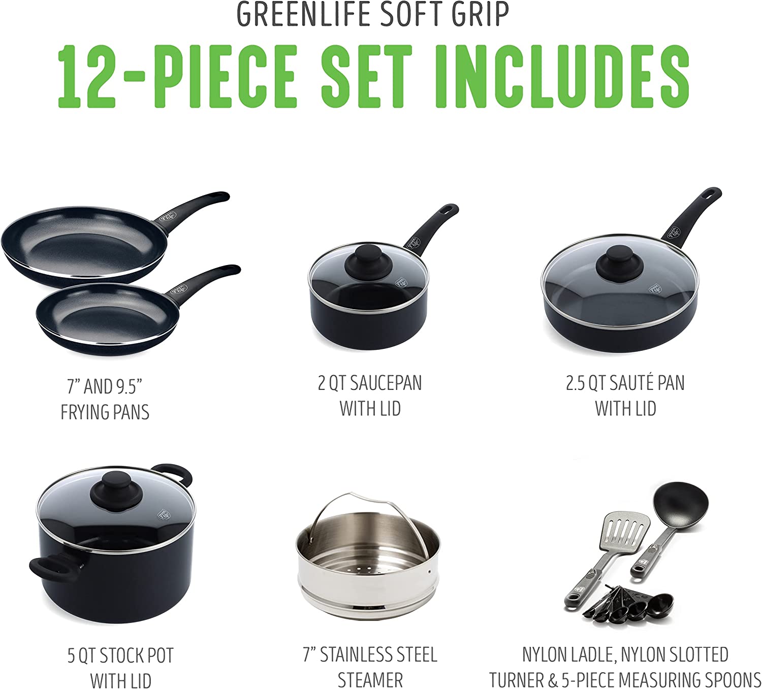 Ceramic non-stick 12-piece pan set
