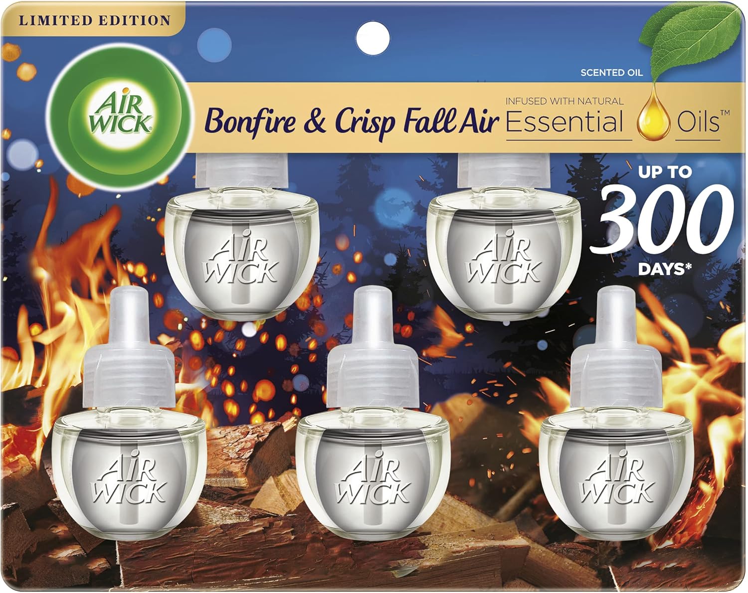 Air Wick Plug in Scented Oil Refill, 5 ct, Pumpkin Spice, Air Freshener, Essential Oils, Fall Scent, Fall Decor