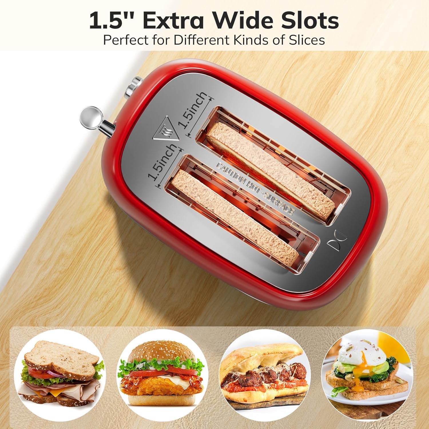 2 Slice Stainless Steel Toaster Retro with 6 Bread Shade Settings, Bagel, Cancel, Defrost Function, 2 Slice Toaster with Extra Wide Slot, Removable Crumb Tray, White