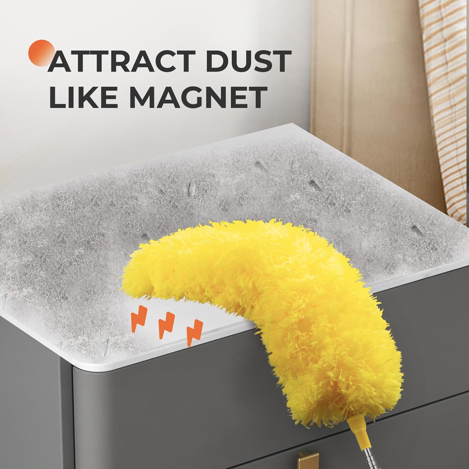 Dusters for Cleaning High Ceiling Fan, Newliton Microfiber Feather Duster with 30'' to 100'' Telescoping Extension Pole, Long Extendable Duster for Home Car Furniture Cobweb Gray