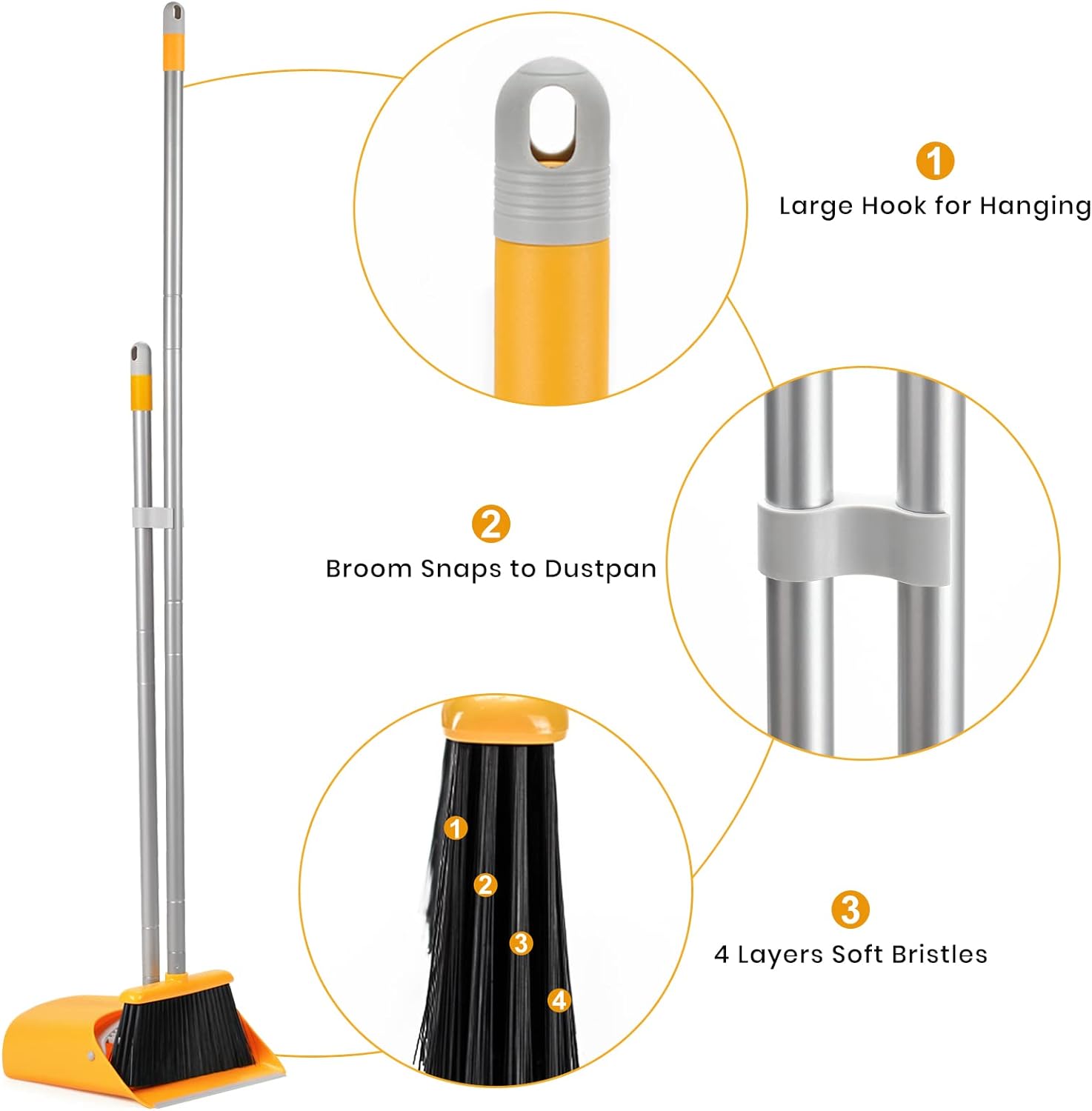 TreeLen Broom and Dustpan Set with 52